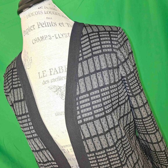 Misook Womens Black Gray Long Cardigan Duster Sweater Medium - Picture 3 of 6